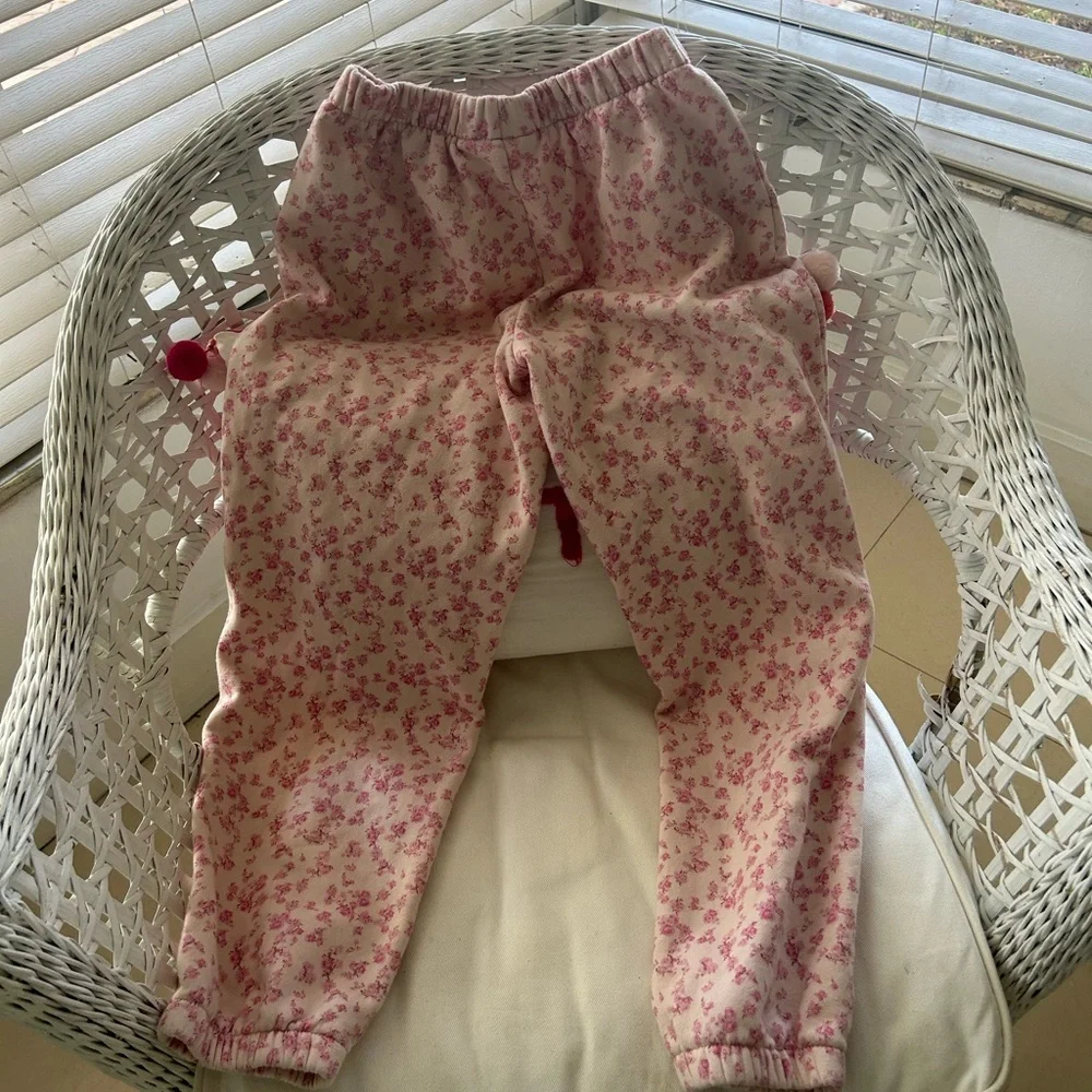 Gap × LoveShackFancy Kids Floral Logo Joggers + Hoodie Pink Set Size M and L